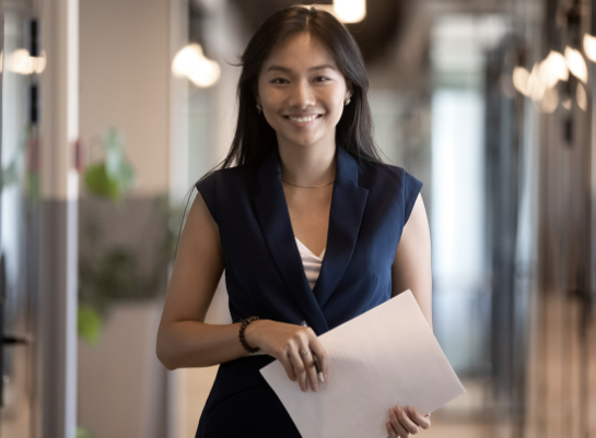 Female leader in workplace